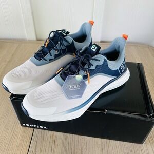 Foot Joy Quantum Golf Shoe Spikeless US 10.5 Men FJ White Navy Green NIB 57041